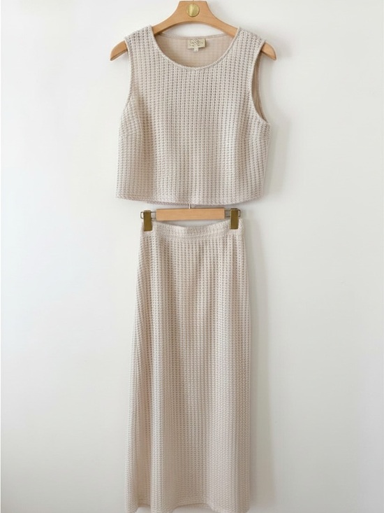 SSYS Dresses & Skirts - Waffle Knit Cream Two-Piece Skirt Set